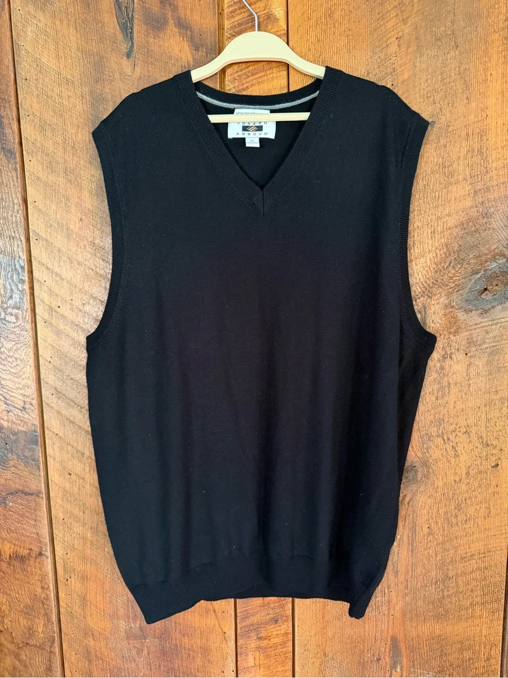 Joseph Abboud Black V-Neck Sweater Vest Extra Fine Merino Blend XL Corporate